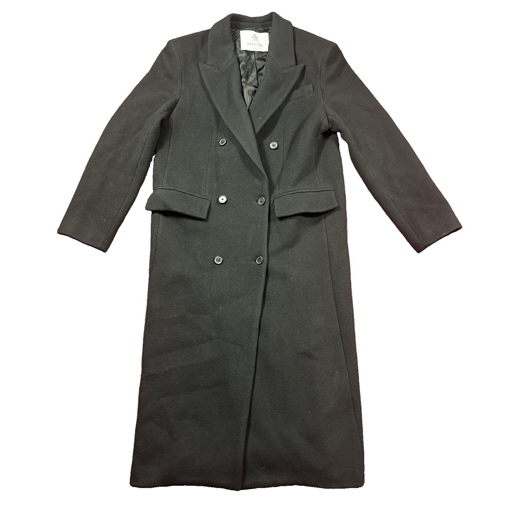 Aritzia Babaton Virgin Wool Cashmere Bellandi Italy Coat Relaxed Fit M Black